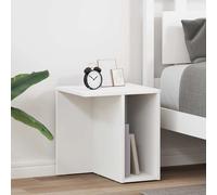 End Table 2pcs White Engineered Wood 37x32x40cm Rectangular Storage Modern Slim