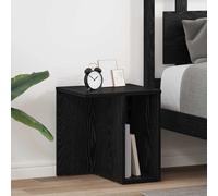 End Table Black Oak Engineered Wood 37x32x40 cm Compact Rectangular Pair Set x2