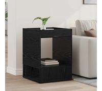 End Table Black Oak Engineered Wood 40x40x56cm Modern Storage Side Table Compact