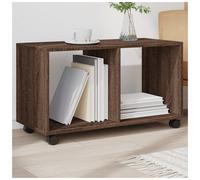 End table Brown Oak 72x33x42.5cm Engineered Wood 2 Shelves 4 Wheels Sleek Sturdy