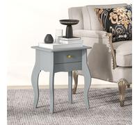 End Table French Style Small Table with Drawer and Curved Legs, Grey HOMCOM Grey One Size