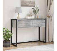 End Table Grey Sonoma Engineered Wood 100x36x75 cm Metal Legs & Drawer UrbanVibe
