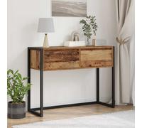 End Table Industrial Old Wood Engineered Wood w/ Drawer Steel Legs 100x36x75 cm