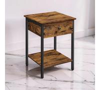 End Table, Nightstand With Drawer And Shelf, Bedside Table, Side Table, Room Companion, Rustic Brown And Black