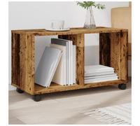 End Table Old Wood Engineered Wood 72 x 33 x 42.5 cm 2-Shelf on Wheels SlimStore