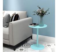 End Table, Scandinavian Style Round Metal Side Table with Pedestal Base Sofa for Living Room Bedroom Balcony and Office, 1 Piece Sky Blue