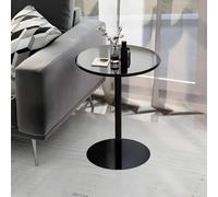 End Table, Scandinavian Style Round Metal Side Table with Pedestal Base Sofa for Living Room Bedroom Balcony and Office, 1 Piece Black