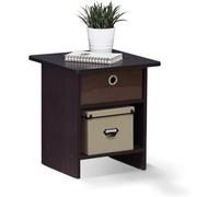 End Table Set Of 2 Dark Walnut Storage Nightstand Small Space
