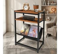 End Table, Slim Side Table With Magazine Holder, Narrow Design For Bedroom And Small Spaces