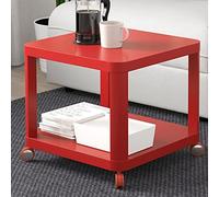 End Table, Sofa Center Table Bedroom Desk Small 2-Tier Coffee Table Storage for Living Roomwall TableRoom Dining Home with Universal Wheel (Color : Red, Size : 50x50x45cm)