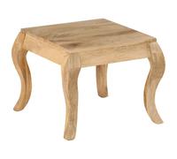 End table solid mango wood 45x45x40 cm whitewashed finish curved legs handmade.
