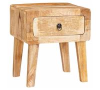 End Table Solid Mango Wood Brown 40 x 32 x 46 cm Rustic Drawer Small Nightstand
