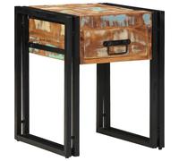 End Table / Solid Mango Wood Brown & Black 40x40x50 cm Metal Frame 1 Drawer