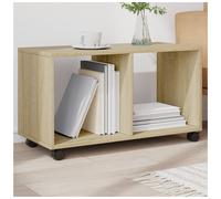 End Table Sonoma Oak Engineered Wood 72x33x42.5cm Modern Mini 2 Shelves 4 Wheels