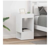 End Table White Engineered Wood 30x30x56cm Modern Storage Side Table with Drawer
