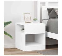End Table White Engineered Wood 40.5x40x45cm Minimalist Storage Shelf Nightstand
