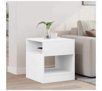 End Table White Engineered Wood 40.5x40x45cm Modern Storage Side Table Versatile