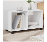 End Table White Engineered Wood 72x33x42.5cm Rolling 2-Shelf Modern Compact