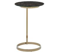 End Table With Black Marble Effect Glass Top, Warm Metallic Stainless Steel Frame, Round Side Table Interiors by Premier Gold One Size