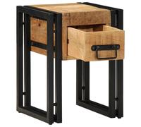 End Table with Drawer Black 30x30x40 cm Solid Mango Wood Berkfield Home Brown One Size