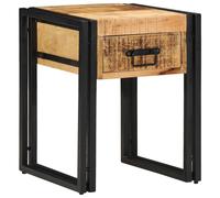 vidaXL End Table Brown and Black 40 x 40 x 50 cm Solid Acacia Wood