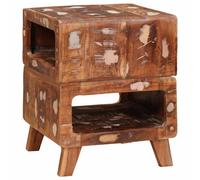 End Table Rustic Solid Mango Wood Brown 40x40x49cm Compact Storage for 2 Shelves