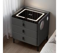 End Table with Wireless Charging Station and USB Ports, 3 Drawers, Adjustable LED Light for Bedroom, Living Room, and Study - Modern Design
