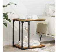 End Tables Industrial Side Table Black Steel Wood Storage 40x30x75cm Smoked oak
