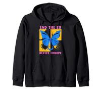 End The EU - Revive Euope (with a butterfly print) Zip Hoodie