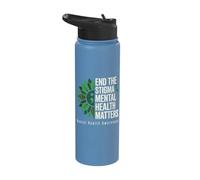 End The Stigma Mental Health Matter Sunfllower Brain Illness Stainless Steel Insulated Water Bottle