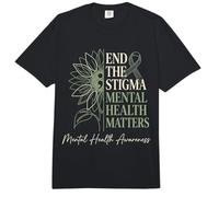 End The Stigma Mental Health Matters Awareness Brain Illness Comfort Colors Adult Heavyweight T-Shirt