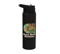 End The Stigma Mental Health Matters Awareness Brain Illness Stainless Steel Insulated Water Bottle