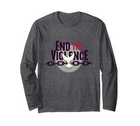End The Violence: Dove Breaking Chains Peace Message Long Sleeve T-Shirt, Adult Unisex, Dark Heather Grey, S