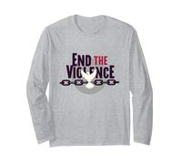 End The Violence: Dove Breaking Chains Peace Message Long Sleeve T-Shirt, Adult Unisex, Heather Grey, XL