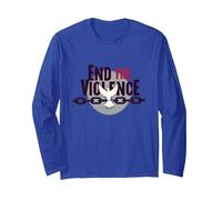 End The Violence: Dove Breaking Chains Peace Message Long Sleeve T-Shirt, Adult Unisex, Royal Blue, S