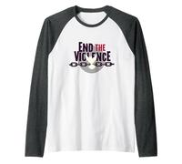 End The Violence: Dove Breaking Chains Peace Message Raglan Baseball Tee, Men, Dark Heather/White, XXL