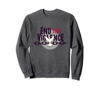 End The Violence: Dove Breaking Chains Peace Message Sweatshirt, Adult Unisex, Dark Heather Grey, S