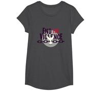 End The Violence: Dove Breaking Chains Peace Message T-Shirt, Girls, Dark Heather Grey, Medium