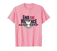 End The Violence: Dove Breaking Chains Peace Message T-Shirt, Men, Pink, L