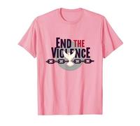 End The Violence: Dove Breaking Chains Peace Message T-Shirt, Men, Pink, XL
