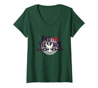 End The Violence: Dove Breaking Chains Peace Message V-Neck T-Shirt, Women, Forest Green, XXL