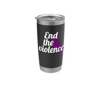 End The Violence Purple Ribbon Domestic Abuse Awareness Stainless Steel Insulated Tumbler