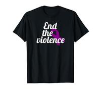 End The Violence Purple Ribbon Domestic Abuse Awareness Value Graphic T-Shirt