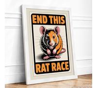 End This Rat Race Typography Framed Wall Art Print A1 (84.1×59.4cm) White, Wall Decor for Living Room, Bedroom, Office & Home, Ready to Hang, Art Gift