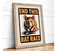 End This Rat Race Typography Framed Wall Art Print A2 (59.4×42cm) Oak, Wall Decor for Living Room, Bedroom, Office & Home, Ready to Hang, Art Gift