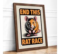 End This Rat Race Typography Framed Wall Art Print A4 (29.7×21cm) Walnut, Wall Decor for Living Room, Bedroom, Office & Home, Ready to Hang, Art Gift