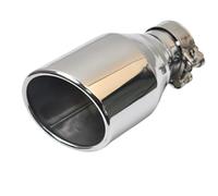 End Trim 1 Piece Car Modified Flashed Outlet Stainless Steel Exhaust Pipe Curly Shiny Angled Tip Exhaust Tailpipe(IN 60 Out 89 mm)