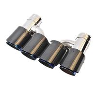 End Trim 2piece H Style Dual Glossy Carbon Fiber Stainless Steel Burnt Blue Exhaust Pipe Universal Auto Tip Double Tip Exhaust Tailpipe(51-76MM)