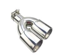 End Trim Car Styling Exhaust Tail Throat Pipe Tip Universal Stainless Steel Multi-size Dual Outlet Auto 51mm 63mm Exhaust Tailpipe(Silver 57MM)