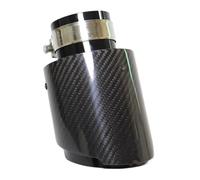 End Trim Universal Car Glossy Carbon Fiber Tip Exhaust Pipe Nozzle Straight Stainless Black Exhaust Tailpipe(60MM IN 89MM OUT)